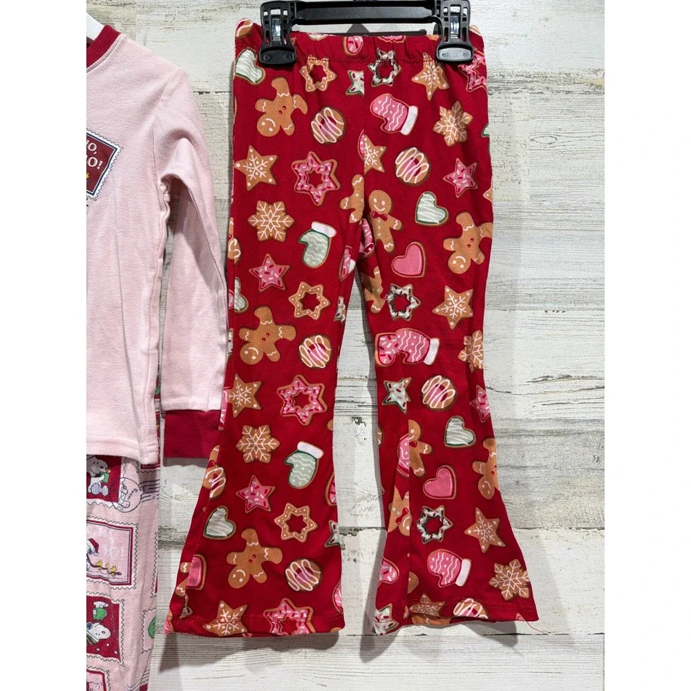 Carter's BTWEEN Holiday Bundle Girls 4 Red Pink Snoopy Gingerbread Christmas EUC